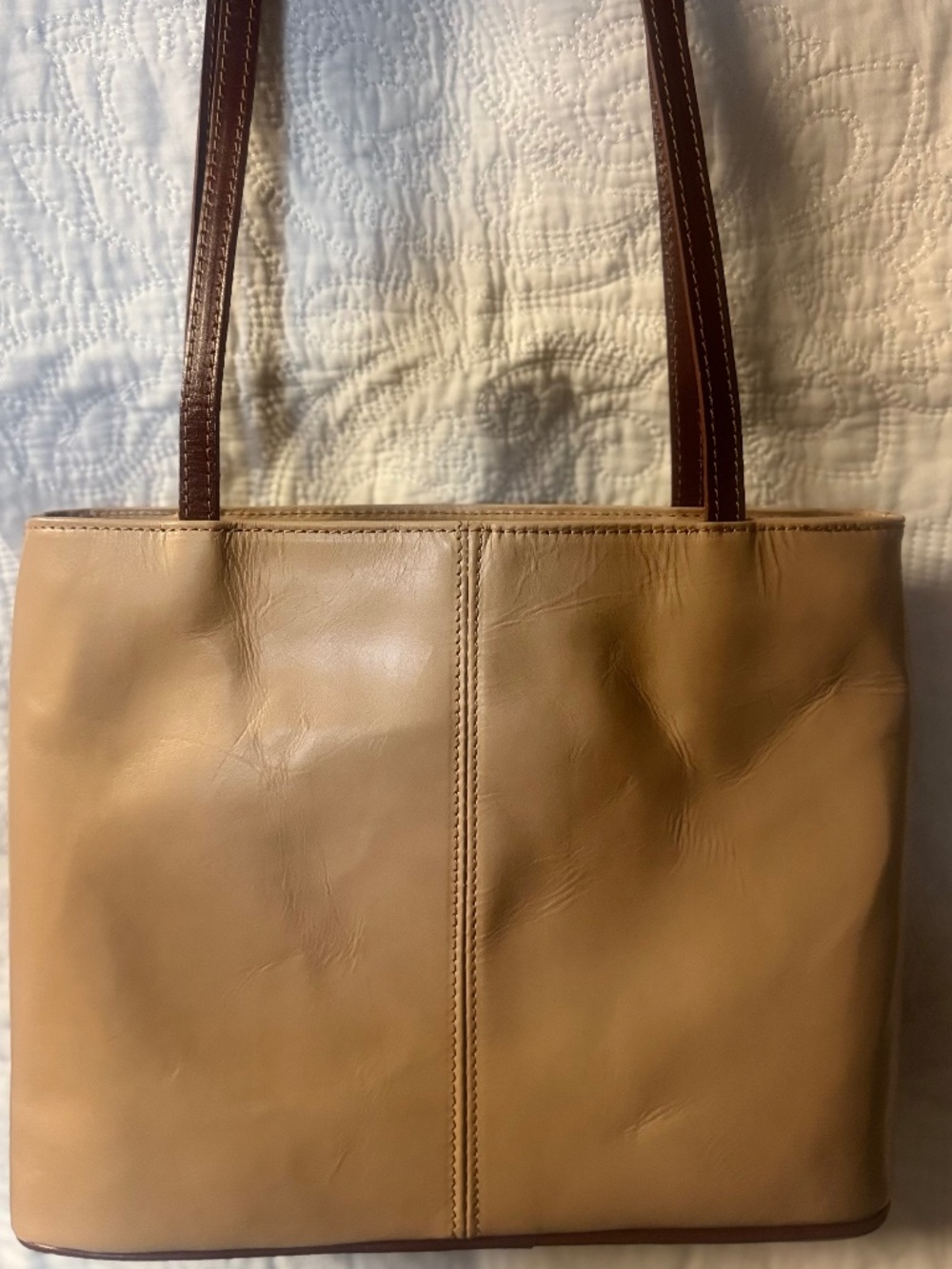 CLASSIC 100% LEATHER TOTE WITH SIDE POCKET FOR OFFICE ACCESSORIES